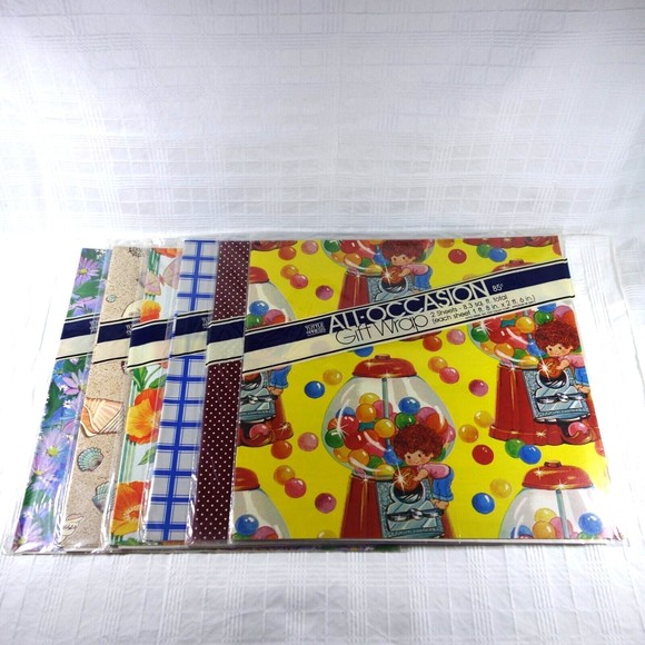 Tuttle Press All Occasion Gift Wrap Lot of 6 packs w/ 2 sheets 20x30 VTG NOS - Picture 2 of 14